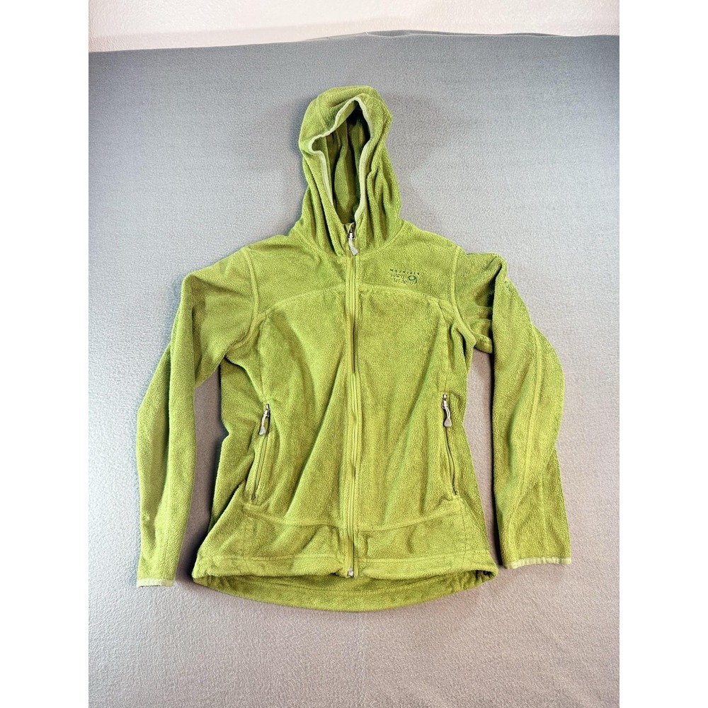 Mountain Hardwear Womens Green Fleece Hooded Full Zip Hiking Jacket Size S